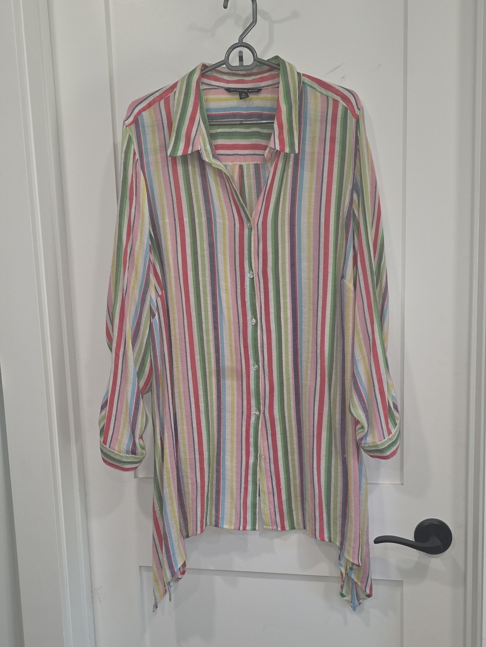 Zac & Rachel Multicolor Striped Tee in Pink, Blue, Yellow, & Green,   Sz 2X